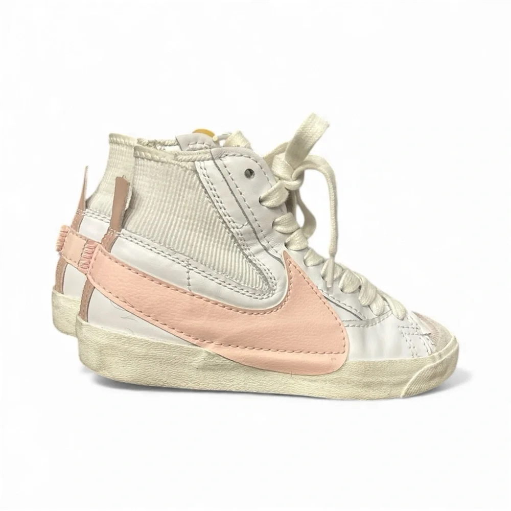 Nike Mid Blazer 77 Jumbo White and Pink High-Top Sneakers